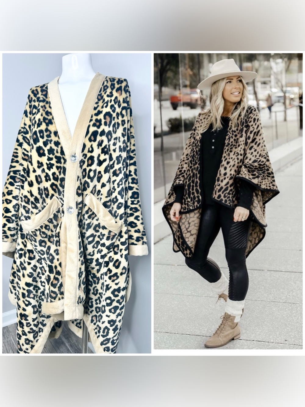 Concierge Collection Leopard Print Open-Front Cardigan Shrug - Beige/Black- free